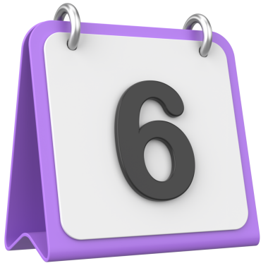 Üç boyutlu takvim. Altıncı gün. Ayın altıncı günü. 3B illüstrasyon.