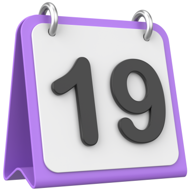 Üç boyutlu takvim. 19. gün. Ayın on dokuzuncu günü. 3B illüstrasyon.