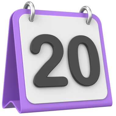 Üç boyutlu takvim. 20. gün. Ayın yirminci günü. 3B illüstrasyon.