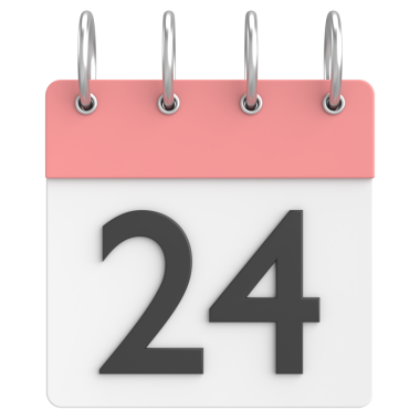 Üç boyutlu takvim. 24. Gün. Ayın yirmi dördüncü günü. 3B illüstrasyon.