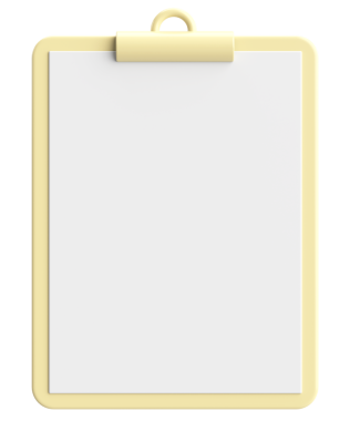 Not kağıdıyla birlikte pano. 3B illüstrasyon.