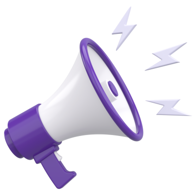 3D Magaphone. Duyuru. 3B Görüntü.