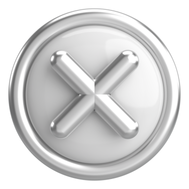 Üç boyutlu kapatma düğmesi. Çapraz. 3B illüstrasyon.