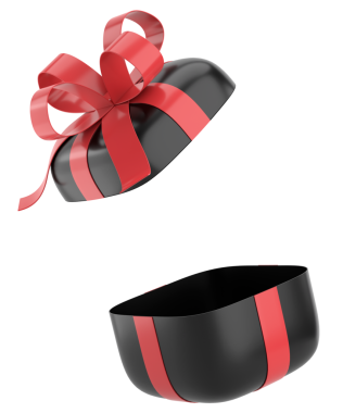 Hediye Kutusu açıldı. Üç boyutlu hediye kutusu. 3B illüstrasyon.