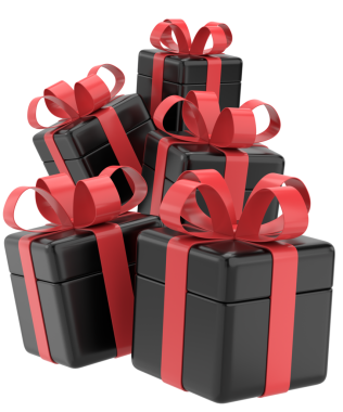 Kara Cuma için 3 boyutlu hediye kutusu. 3B illüstrasyon.