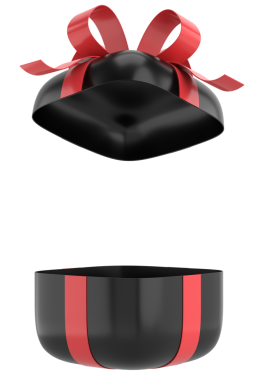 Hediye Kutusu açıldı. Üç boyutlu hediye kutusu. 3B illüstrasyon.