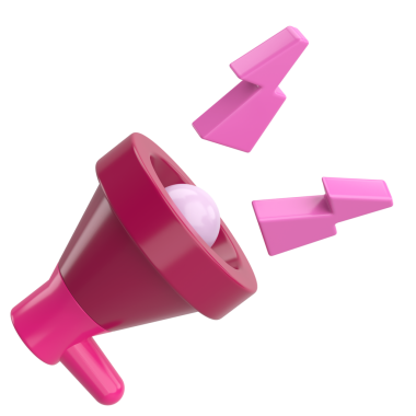 Üç boyutlu megafon. Duyuru simgesi. 3B illüstrasyon.