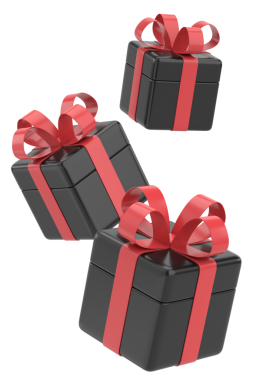 Kara Cuma için 3 boyutlu hediye kutusu. 3B illüstrasyon.