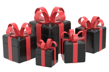 Kara Cuma için 3 boyutlu hediye kutusu. 3B illüstrasyon.