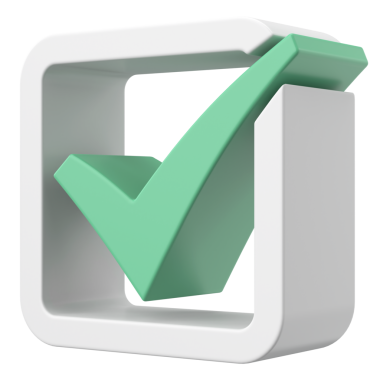 3 boyutlu onay kutusu. İşaretle. 3B illüstrasyon.