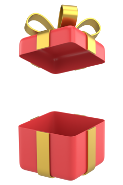 Hediye Kutusu açıldı. Üç boyutlu hediye kutusu. 3B illüstrasyon.
