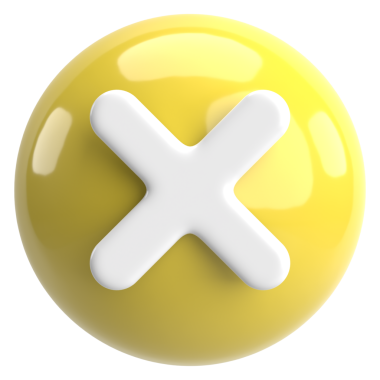 Üç boyutlu kapatma düğmesi. Çapraz. 3B illüstrasyon.