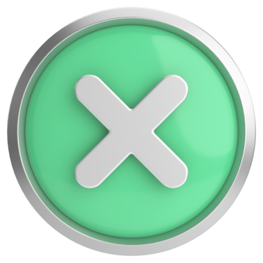 Üç boyutlu kapatma düğmesi. Çapraz. 3B illüstrasyon.