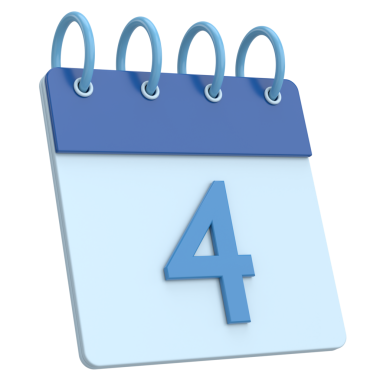 Üç boyutlu takvim. Dördüncü gün. Ayın dördüncü günü. 3B illüstrasyon.