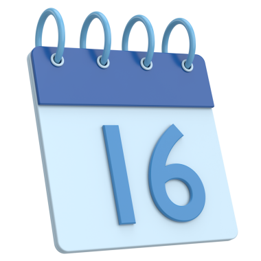 Üç boyutlu takvim. 16. gün. Ayın on altıncı günü. 3B illüstrasyon.