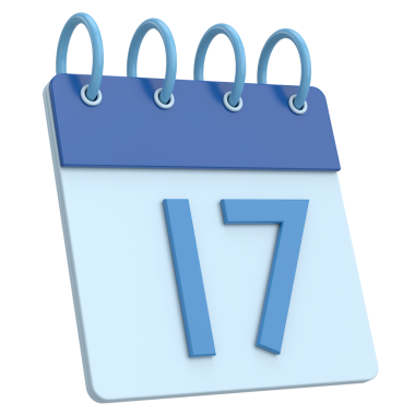 Üç boyutlu takvim. 17. gün. Ayın on yedinci günü. 3B illüstrasyon.