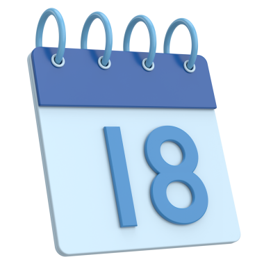 Üç boyutlu takvim. 18. gün. Ayın on sekizinci günü. 3B illüstrasyon.