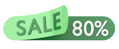 Yüzde seksen indirim. % 80 indirimli. 3B illüstrasyon.