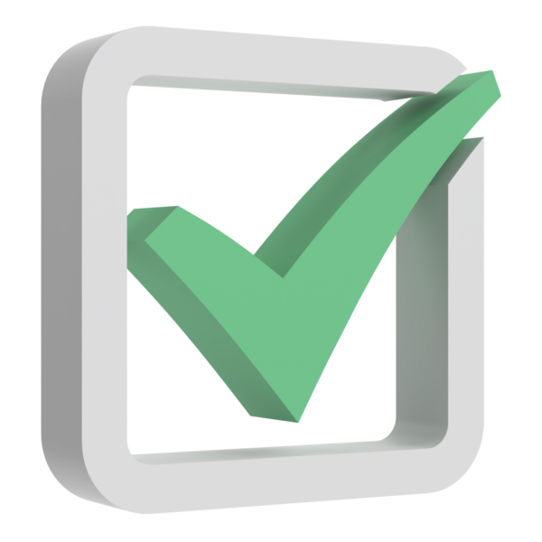 3 boyutlu onay kutusu. İşaretle. 3B illüstrasyon.