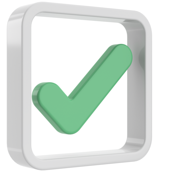 3 boyutlu onay kutusu. İşaretle. 3B illüstrasyon.