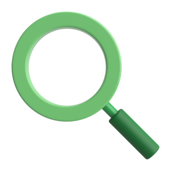 Büyüteç. Arama simgesi. 3B illüstrasyon.