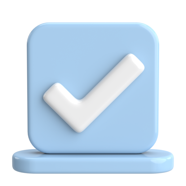 3 boyutlu onay kutusu. İşaretle. 3B illüstrasyon.