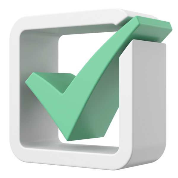 3 boyutlu onay kutusu. İşaretle. 3B illüstrasyon.