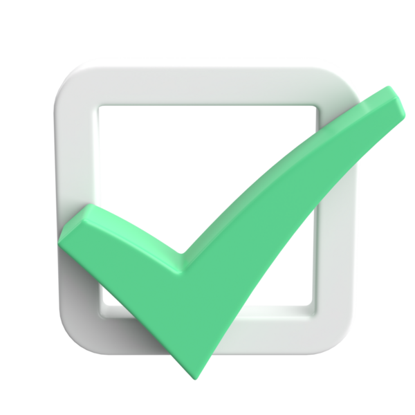 3 boyutlu onay kutusu. İşaretle. 3B illüstrasyon.