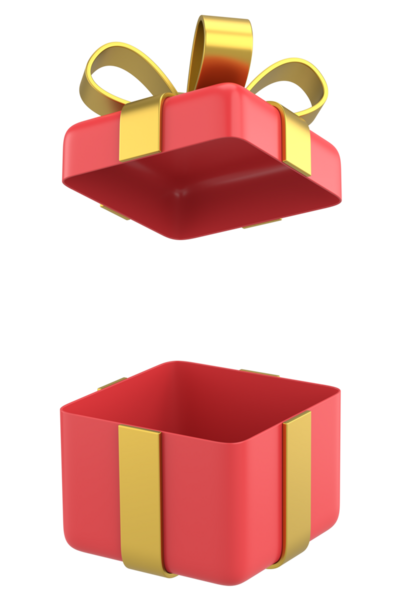 Hediye Kutusu açıldı. Üç boyutlu hediye kutusu. 3B illüstrasyon.