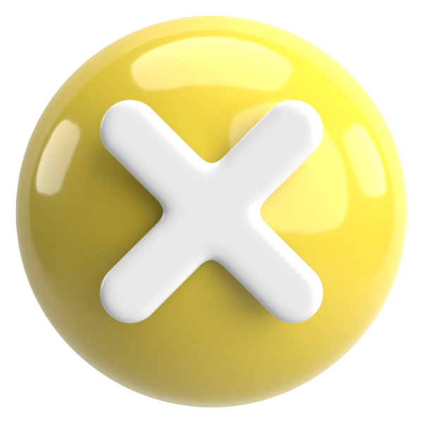 Üç boyutlu kapatma düğmesi. Çapraz. 3B illüstrasyon.