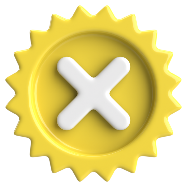 Üç boyutlu kapatma düğmesi. Çapraz. 3B illüstrasyon.