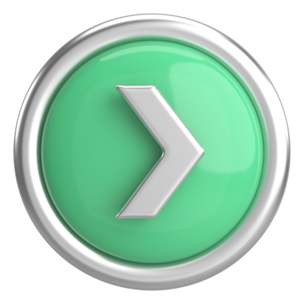 Sonraki düğme. Devam et düğmesi. 3B illüstrasyon.