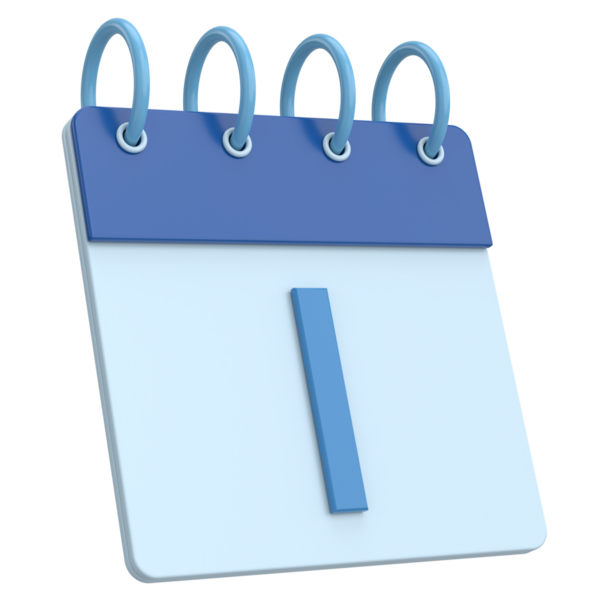 Üç boyutlu takvim. Birinci gün. Ayın ilk günü. 3B illüstrasyon.