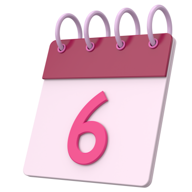 Üç boyutlu takvim. Altıncı gün. Ayın altıncı günü. 3B illüstrasyon.