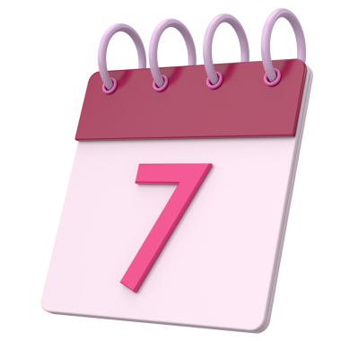 Üç boyutlu takvim. Yedinci gün. Ayın yedinci günü. 3B illüstrasyon.