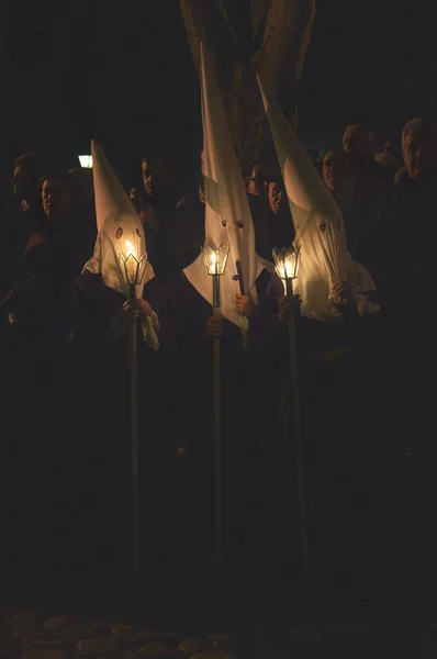 Brihuega Spain 2012 가에서 성주간 행진에서 모양의 촛불을 나자레노의 공개됐다 — 스톡 사진