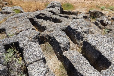 04-07-2013 Canaveruelas, İspanya - Antik Roma şehri Ercavica 'nın kalıntılarının unutulmaz güzelliği