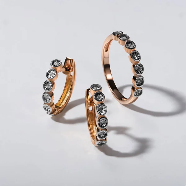 Elegant Jewelry Set Jewellery Set Gemstones Jewelry Accessories Collage Product — Stock Photo, Image