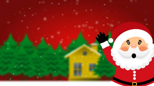 Fundo Natal Com Papai Noel Casa Árvore Natal Decorada Conceito — Fotografia de Stock