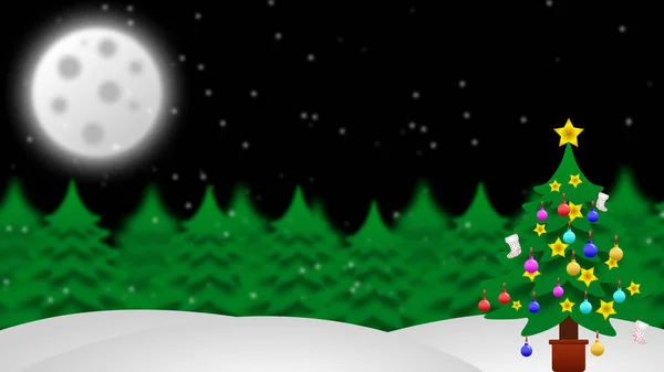 クリスマスツリーと雪とクリスマスの背景 クリスマスの願いイラスト — ストック写真