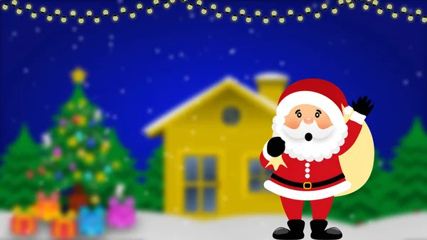 Karácsonyi Háttér Mikulás Otthon Díszített Karácsonyfa Koncepció Évre Karácsonyi Ünnepségre — Stock Fotó