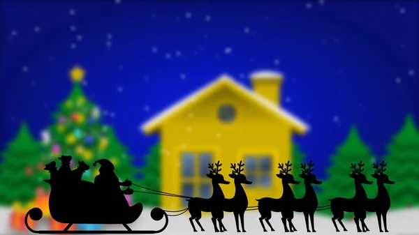 鹿の新年とクリスマスの背景のための概念とサンタクロース — ストック写真