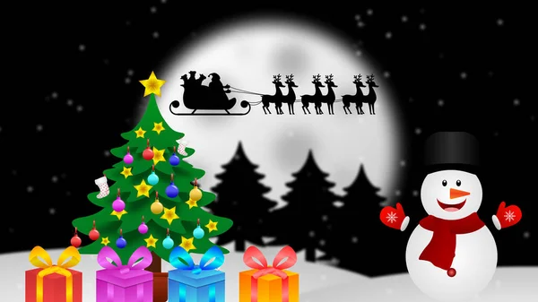 Santa Claus Con Concepto Ciervo Para Año Nuevo Fondo Navidad — Foto de Stock