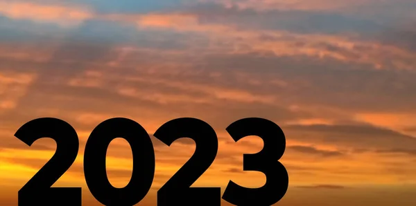 2023 Ist Sonnenaufgangszeit Mit Orangefarbenem Sonnenlicht Konzept Für Jahresziele Und — Stockfoto
