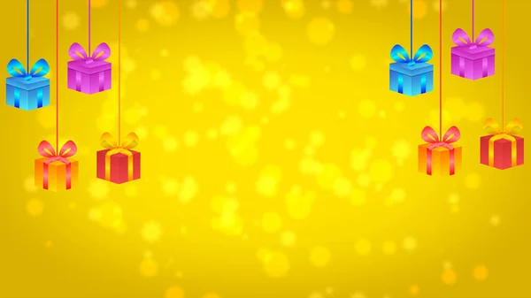 Подарункові Коробки Жовтому Тлі Концепція Різдво Новий Рік — стокове фото