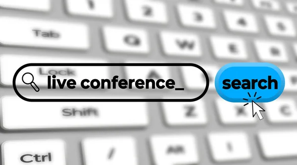 live conference search illustration image on blur key board. concept for digital information and News event.