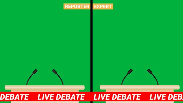 live debate illustration on green screen. live event related concept.