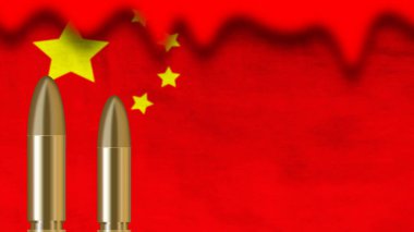 Bulanık Çin bayrağındaki mermiler ulusal bayram geçmişi ve ulus için alçakgönüllülüğü gösteren kan kavramına sahip..