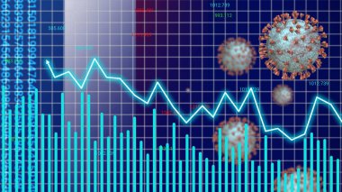 covid cases, deaths and inflation related prediction background with graph and half France flag.