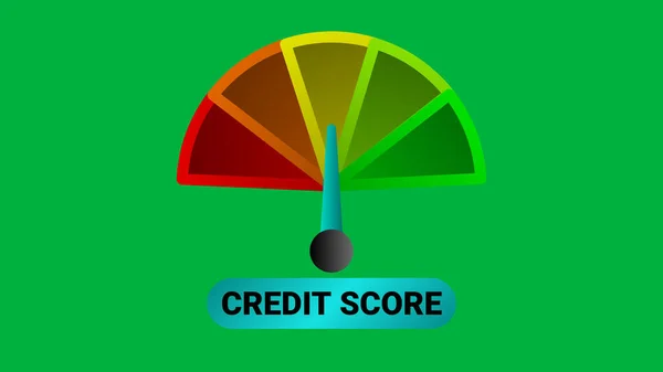 クレジットスコアが悪い緑の画面で優れています 財務状況を示すクレジットスコア — ストック写真